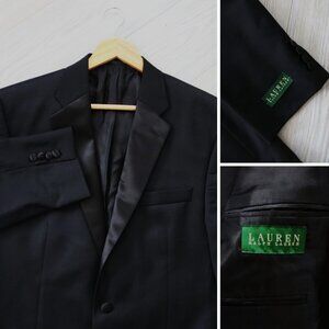 Lauren Ralph Lauren Men's 42 LONG Black Tuxedo Jacket 100% Wool Notch Lapel LRL